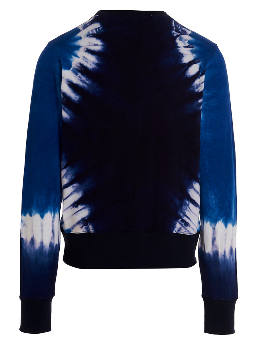 Wales Bonner Blue Tie Dye Logo Embroidered Sweatshirt 100 Percent Cotton