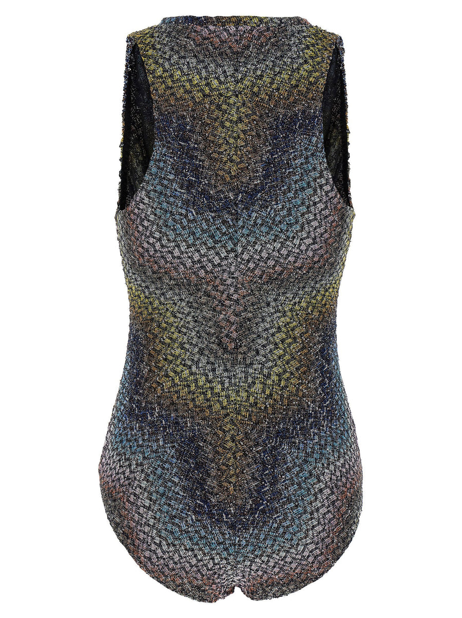 Missoni Zigzag One Piece Swimsuit With Micro Sequin Lame Multicolor