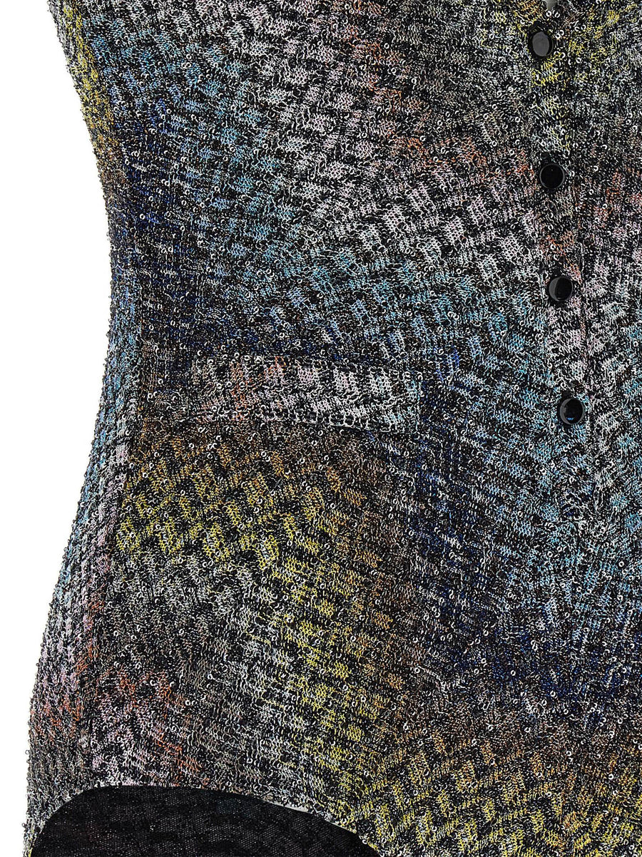 Missoni Zigzag One Piece Swimsuit With Micro Sequin Lame Multicolor