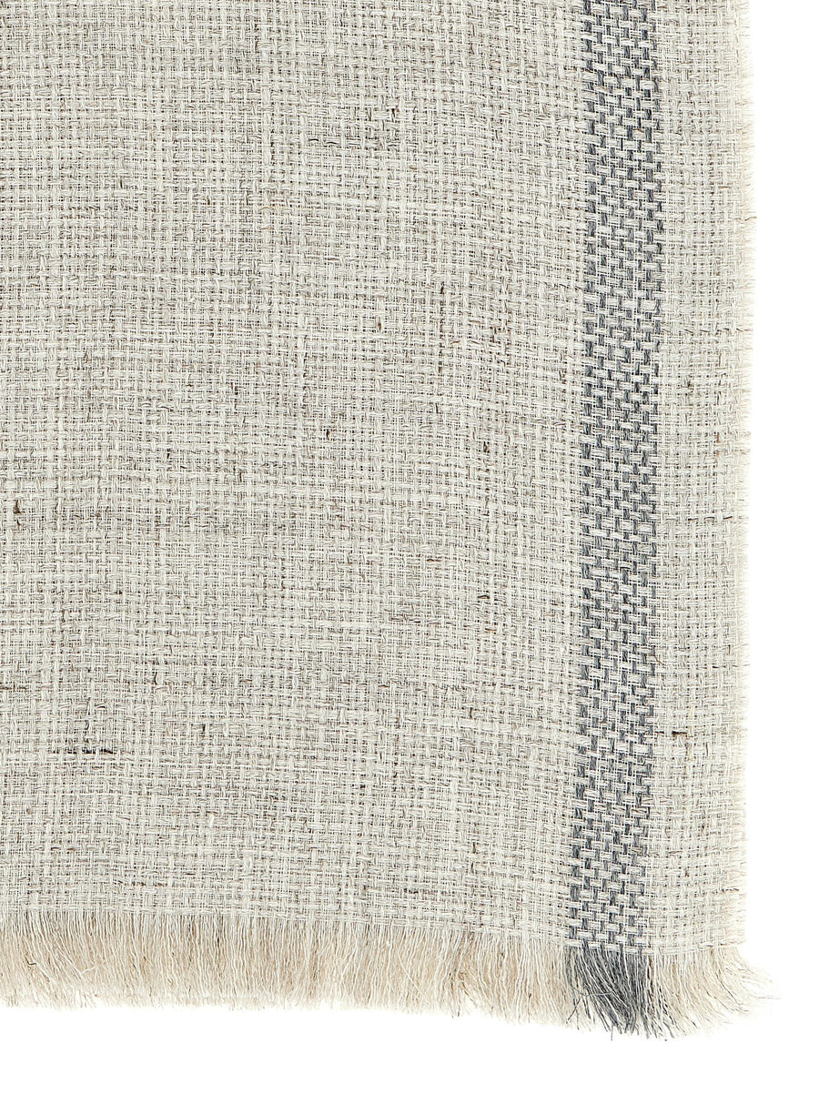 Brunello Cucinelli Linen Scarf Boucle Weave Gray For Men Fringed Edges Luxury Accessory