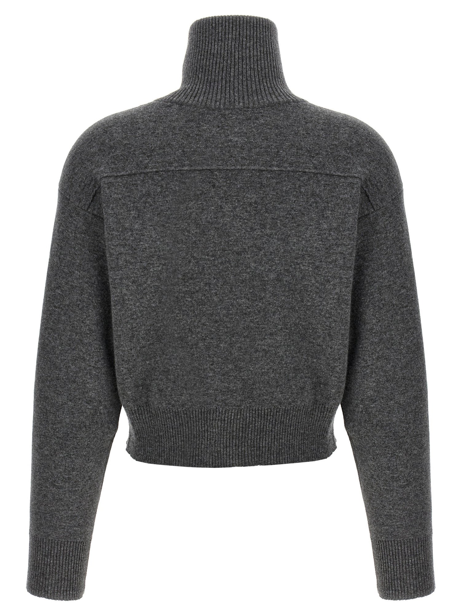 Brunello Cucinelli Shiny Zipper Pull Wool Cardigan