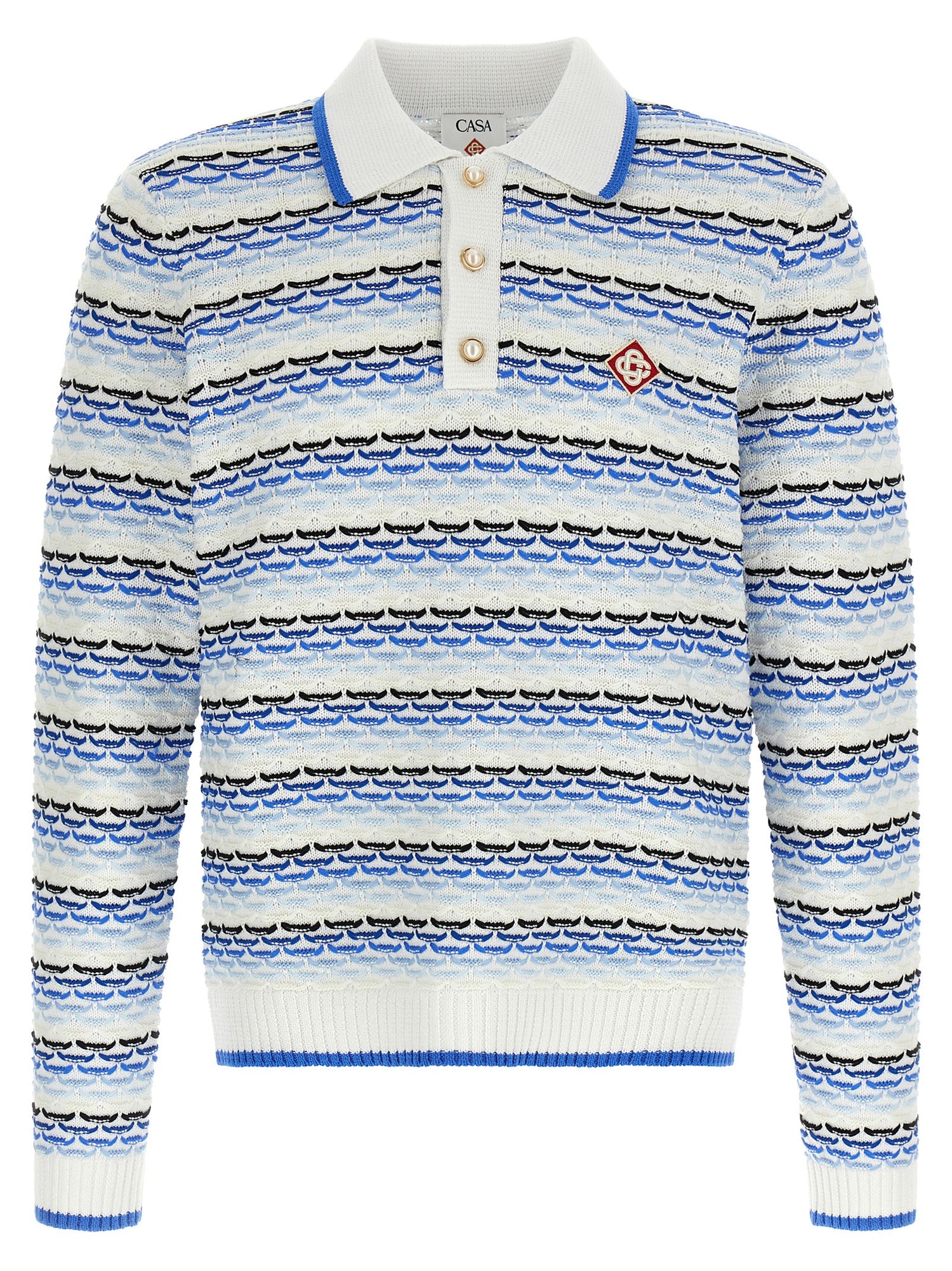 Casablanca Tuck Stitch Long Sleeve Polo Shirt
