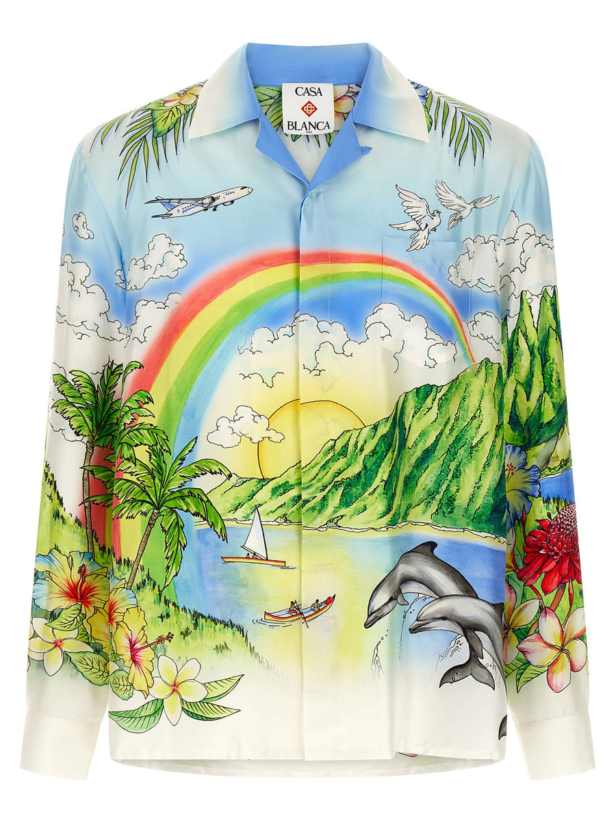 Casablanca Aloha Shirt For Men Premium Silk Twill Multicolor Allover Print Resort Luxury Vacationwear