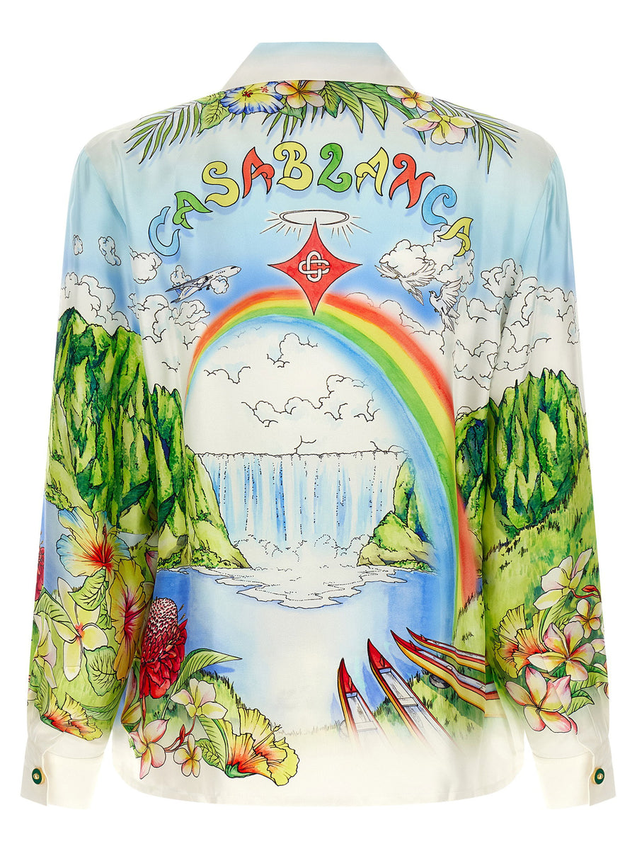 Casablanca Aloha Shirt For Men Premium Silk Twill Multicolor Allover Print Resort Luxury Vacationwear