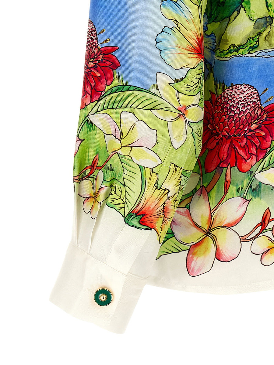 Casablanca Aloha Shirt For Men Premium Silk Twill Multicolor Allover Print Resort Luxury Vacationwear
