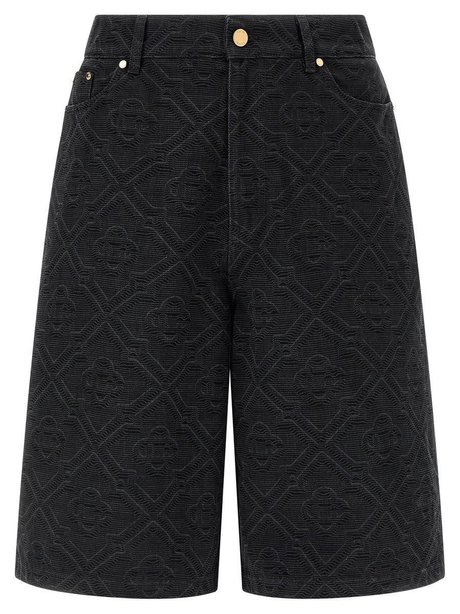 Casablanca Laser Monogram Denim Bermuda Shorts