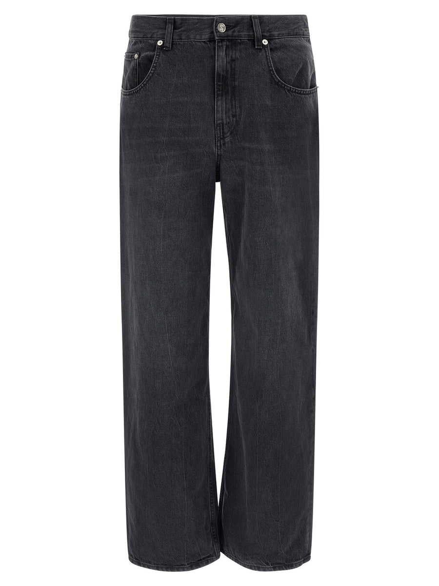 Séfr 5-Pocket Jeans for Men - Vintage Wash Black Denim, Modern Fit, Luxurious Everyday Wear