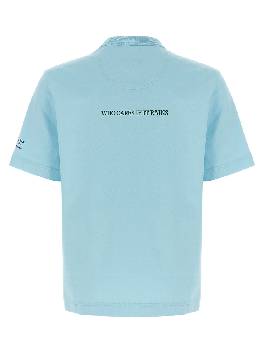 Barbour Noah Archive Swan T Shirt For Men Light Blue 100 Percent Cotton With Front And Back Prints