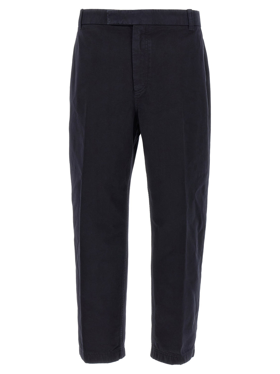 Thom Browne Utility Pants For Men Versatile Garment Dyed Cotton Twill Ironed Pleat Straight Leg