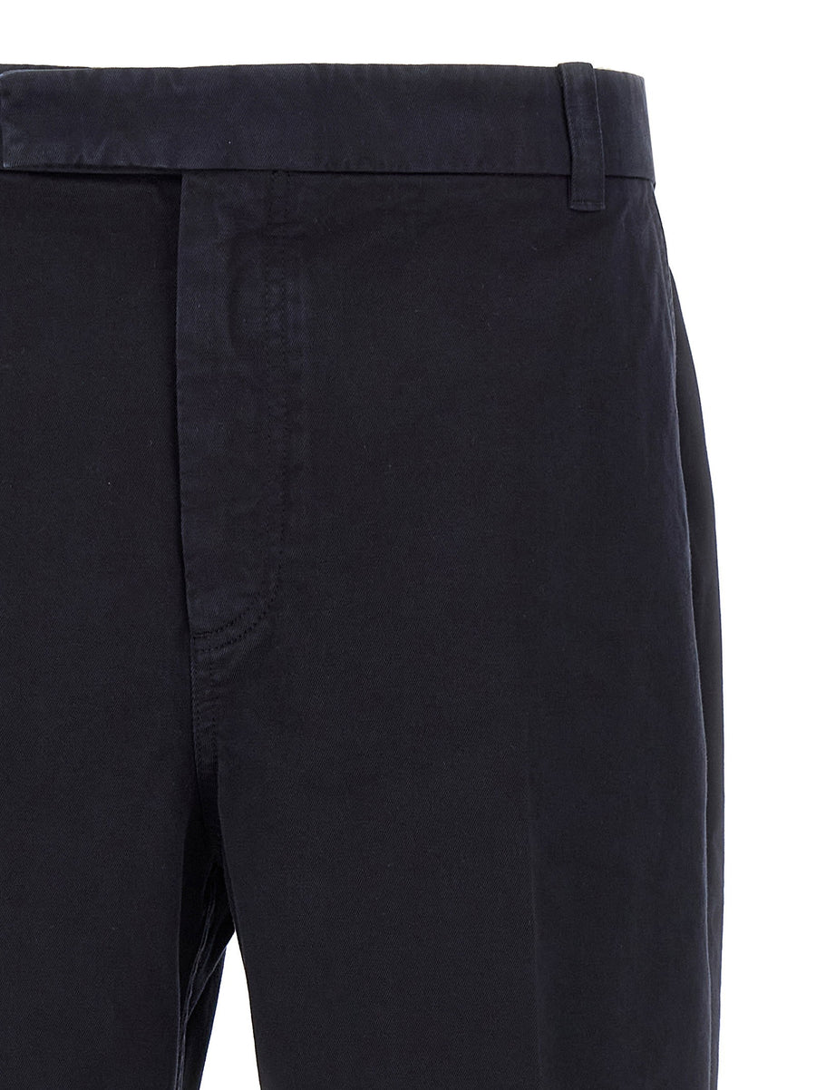 Thom Browne Utility Pants For Men Versatile Garment Dyed Cotton Twill Ironed Pleat Straight Leg
