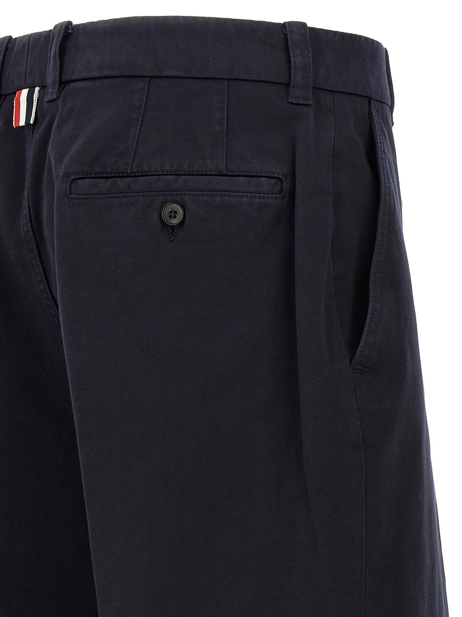 Thom Browne Utility Pants For Men Versatile Garment Dyed Cotton Twill Ironed Pleat Straight Leg