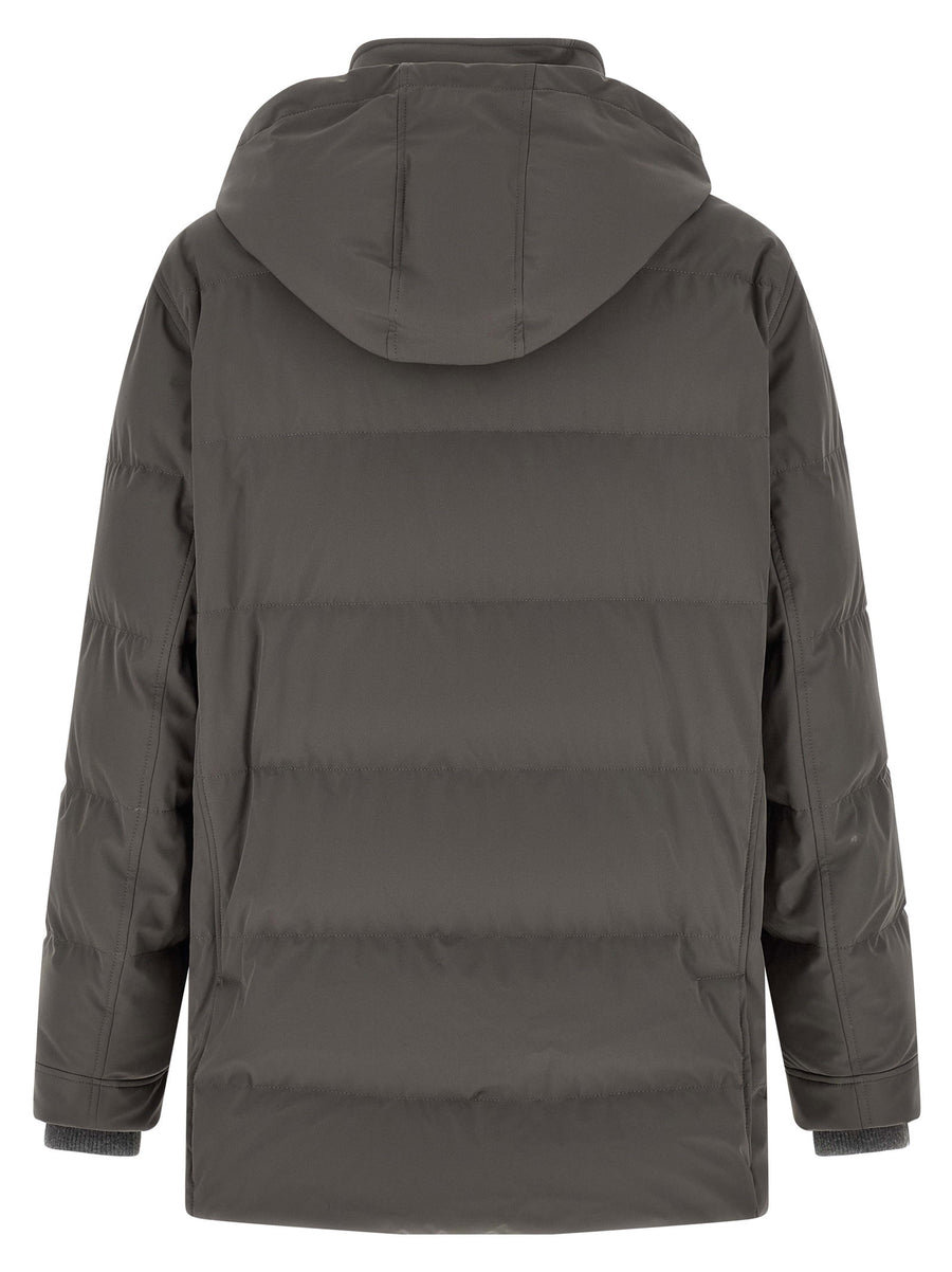 Brunello Cucinelli Quilted Parka Gray Technical Fabric Luxury Outerwear