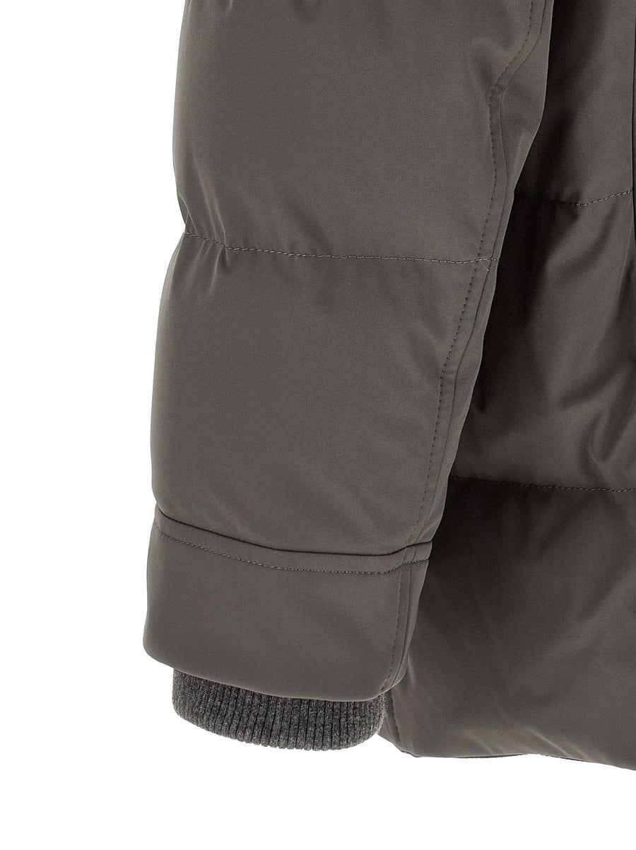 Brunello Cucinelli Quilted Parka Gray Technical Fabric Luxury Outerwear