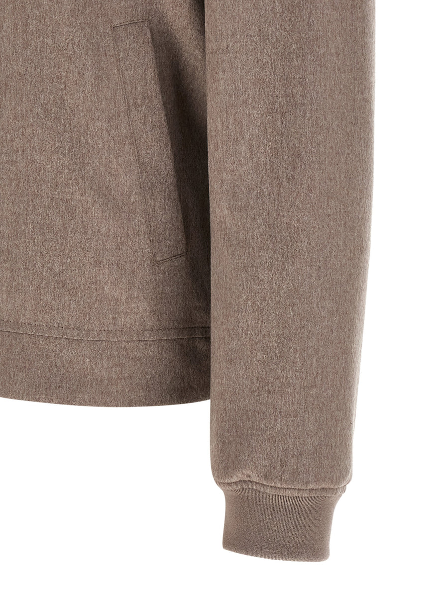 Brunello Cucinelli Cashmere Bomber Jacket For Men Lightweight Luxury Premium Cashmere Front Zip Grey