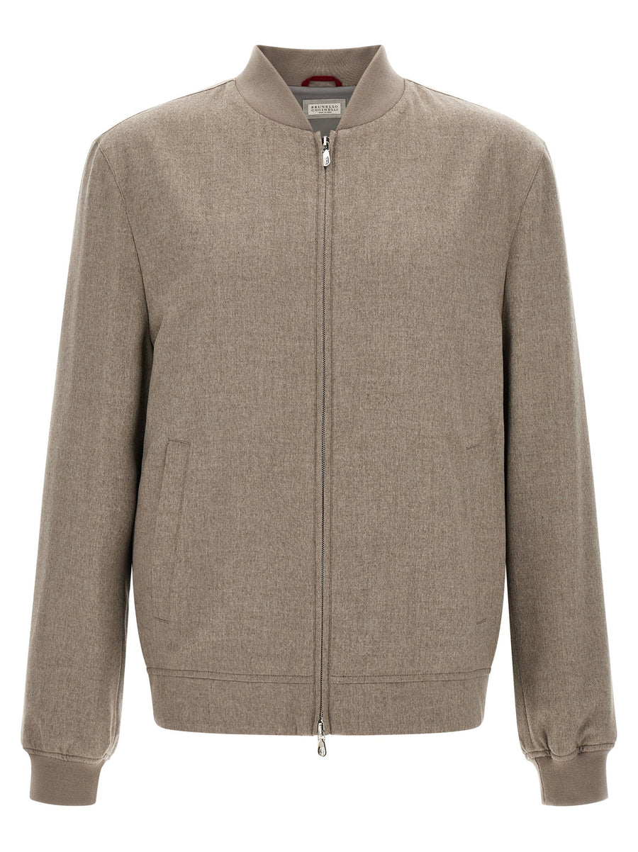Brunello Cucinelli Light Flannel Bomber Jacket