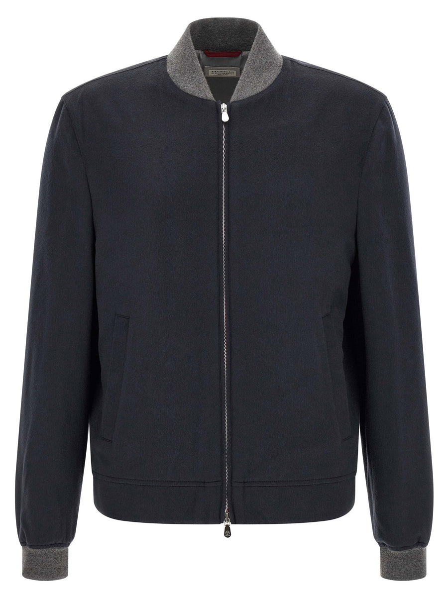 Brunello Cucinelli Light Flannel Bomber Jacket