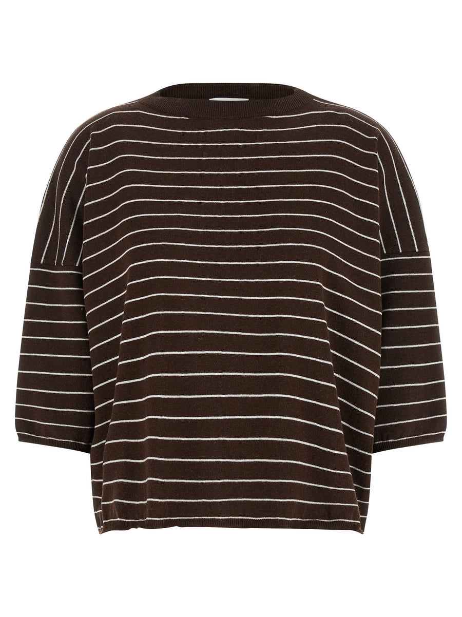 Be You Be The Way Embroidered Cotton Cashmere Blend Sweater Brown Bat Sleeves