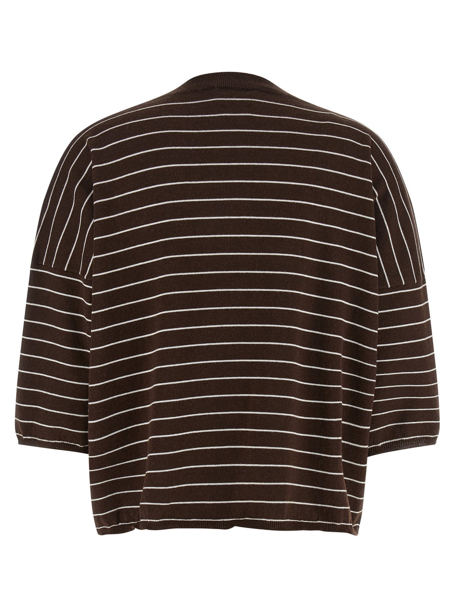 Be You Be The Way Embroidered Cotton Cashmere Blend Sweater Brown Bat Sleeves