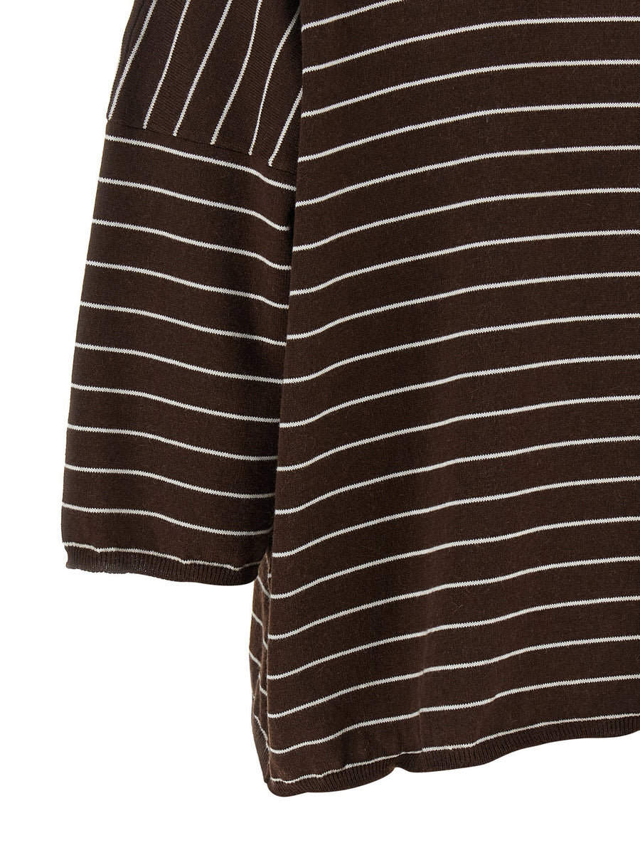 Be You Be The Way Embroidered Cotton Cashmere Blend Sweater Brown Bat Sleeves