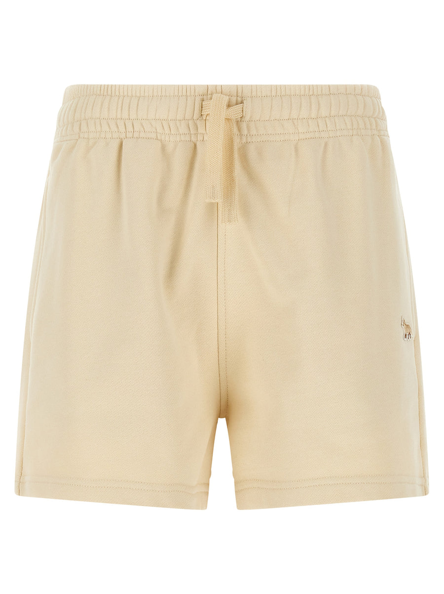 Maison Kitsuné Baby Fox Shorts Beige Brushed Cotton With Adjustable Drawstring Waist And Pockets For Kids