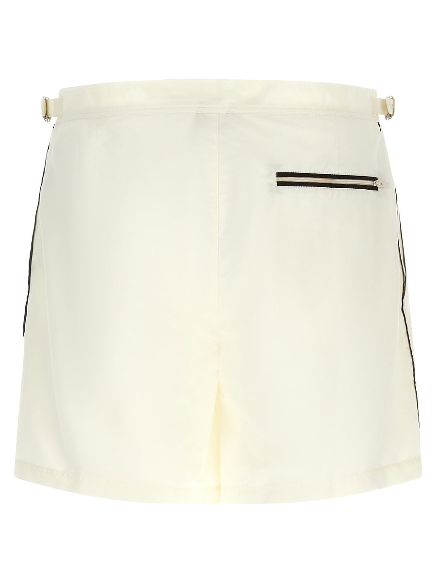 Beige Brunello Cucinelli Logo Embroidery Swimsuit For Men