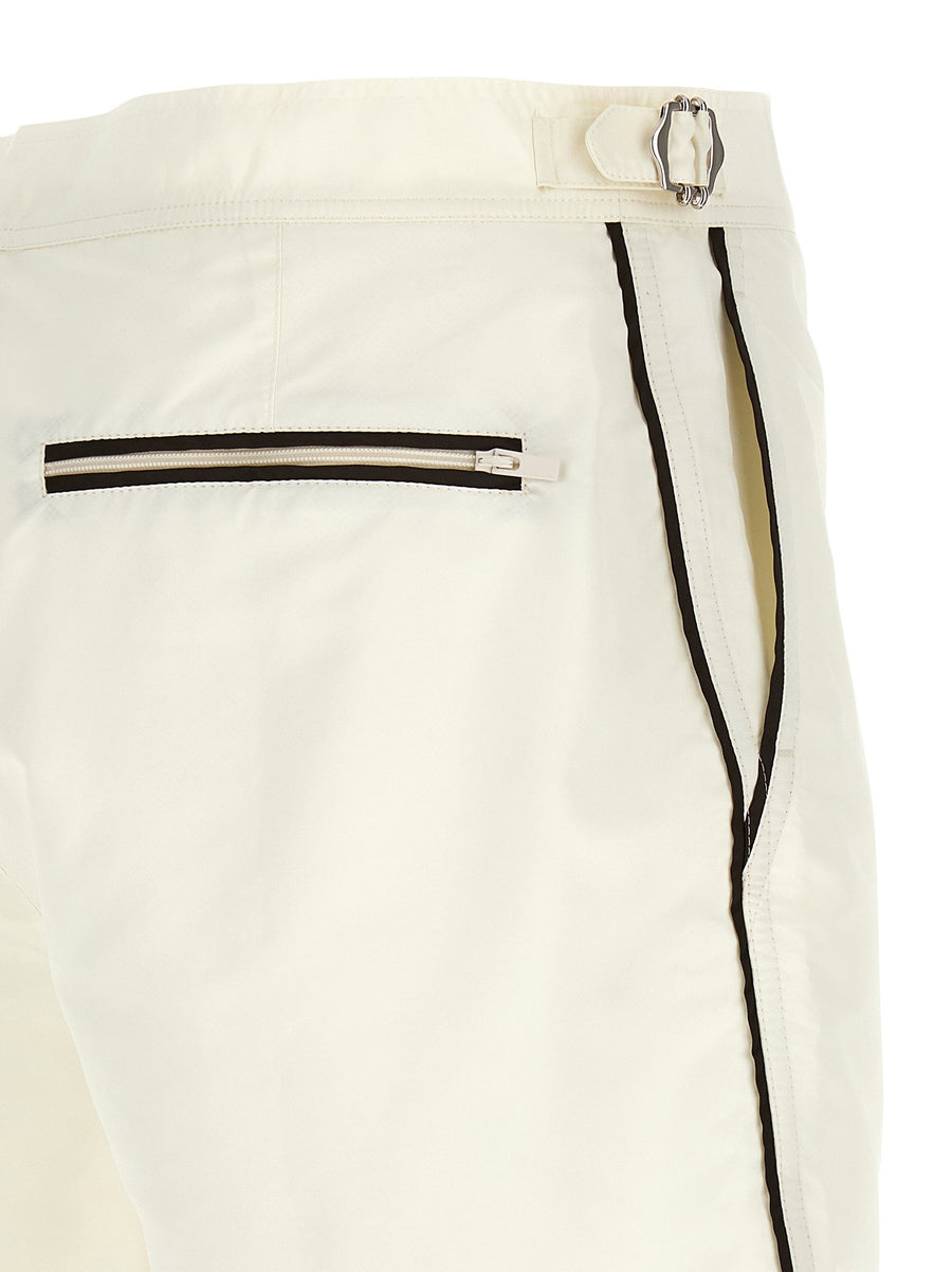 Beige Brunello Cucinelli Logo Embroidery Swimsuit For Men