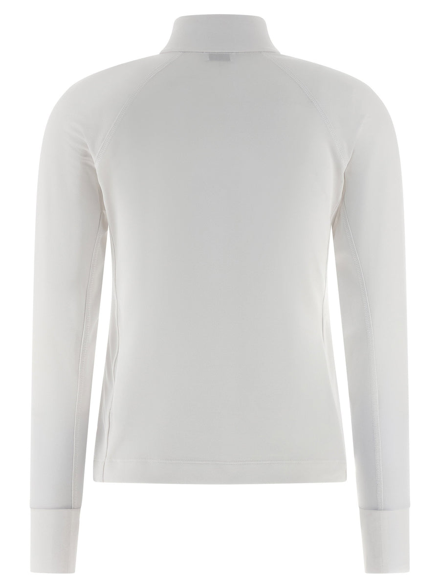 Brunello Cucinelli White Half Zip Sweater With Embroidered Solomeo Coat Of Arms
