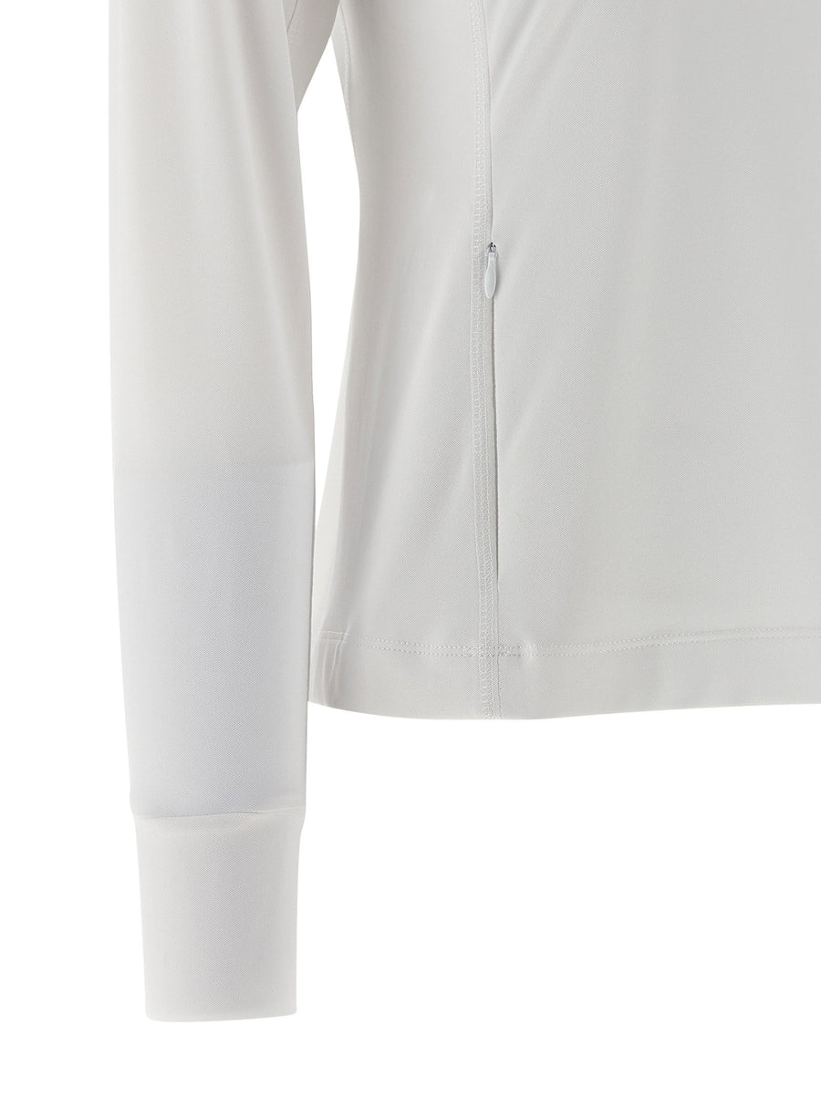 Brunello Cucinelli White Half Zip Sweater With Embroidered Solomeo Coat Of Arms