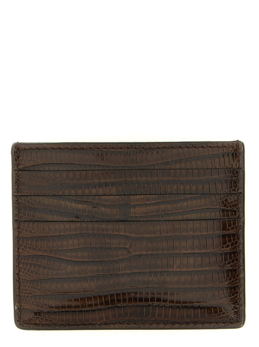 Brunello Cucinelli Brown Argentinian Tegu Leather Cardholder With Six Slots