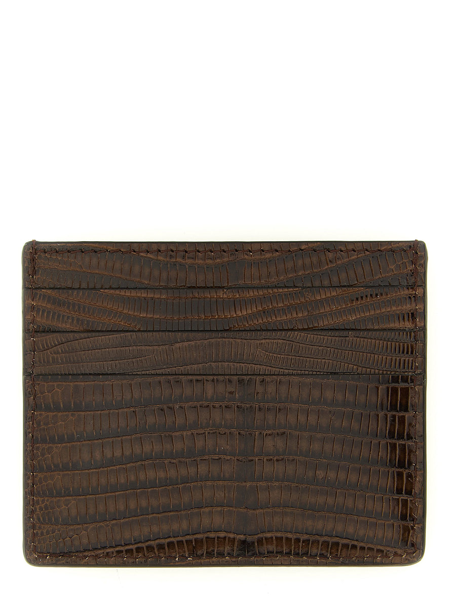 Brunello Cucinelli Brown Argentinian Tegu Leather Cardholder With Six Slots