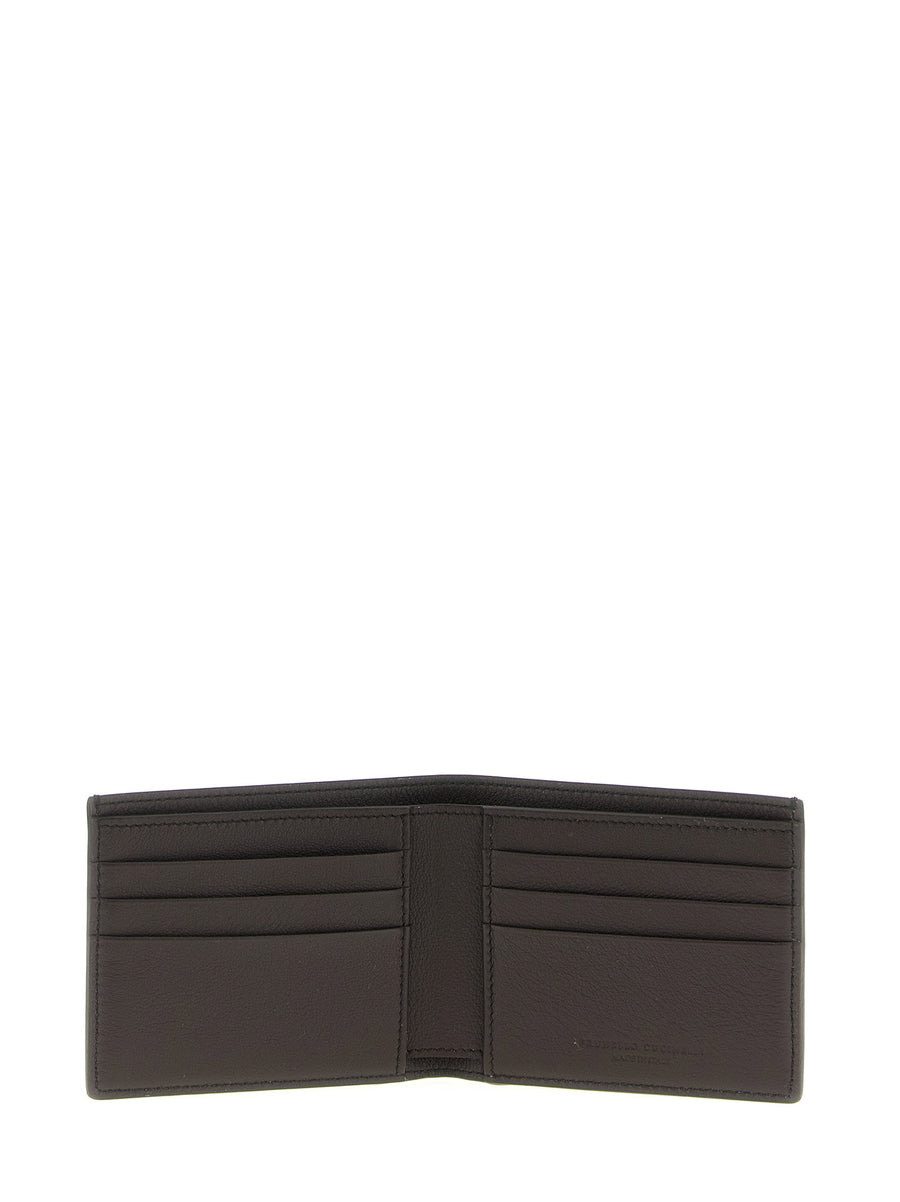 Brunello Cucinelli Brown Calfskin Leather Wallet Book Opening For Men