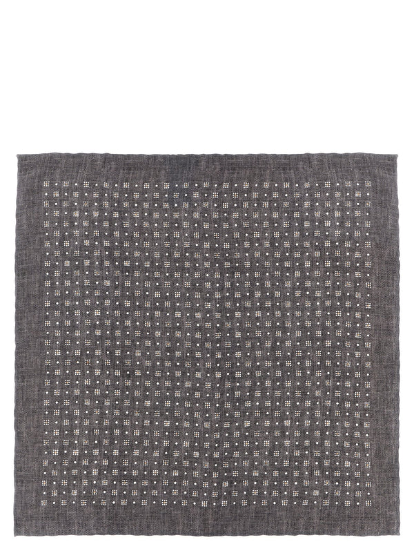 Brunello Cucinelli Gray Silk Clutch Bag For Men 35x35 CM
