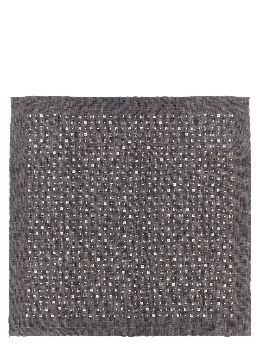 Brunello Cucinelli Gray Silk Clutch Bag For Men 35x35 CM