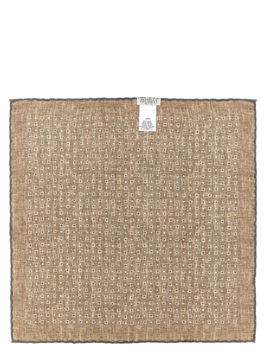 Brunello Cucinelli Gray Silk Clutch Bag For Men 35x35 CM