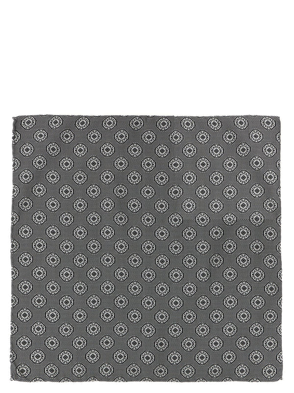 Brunello Cucinelli Silk Clutch Bag In Anthracite Gray With Geometric Medallion