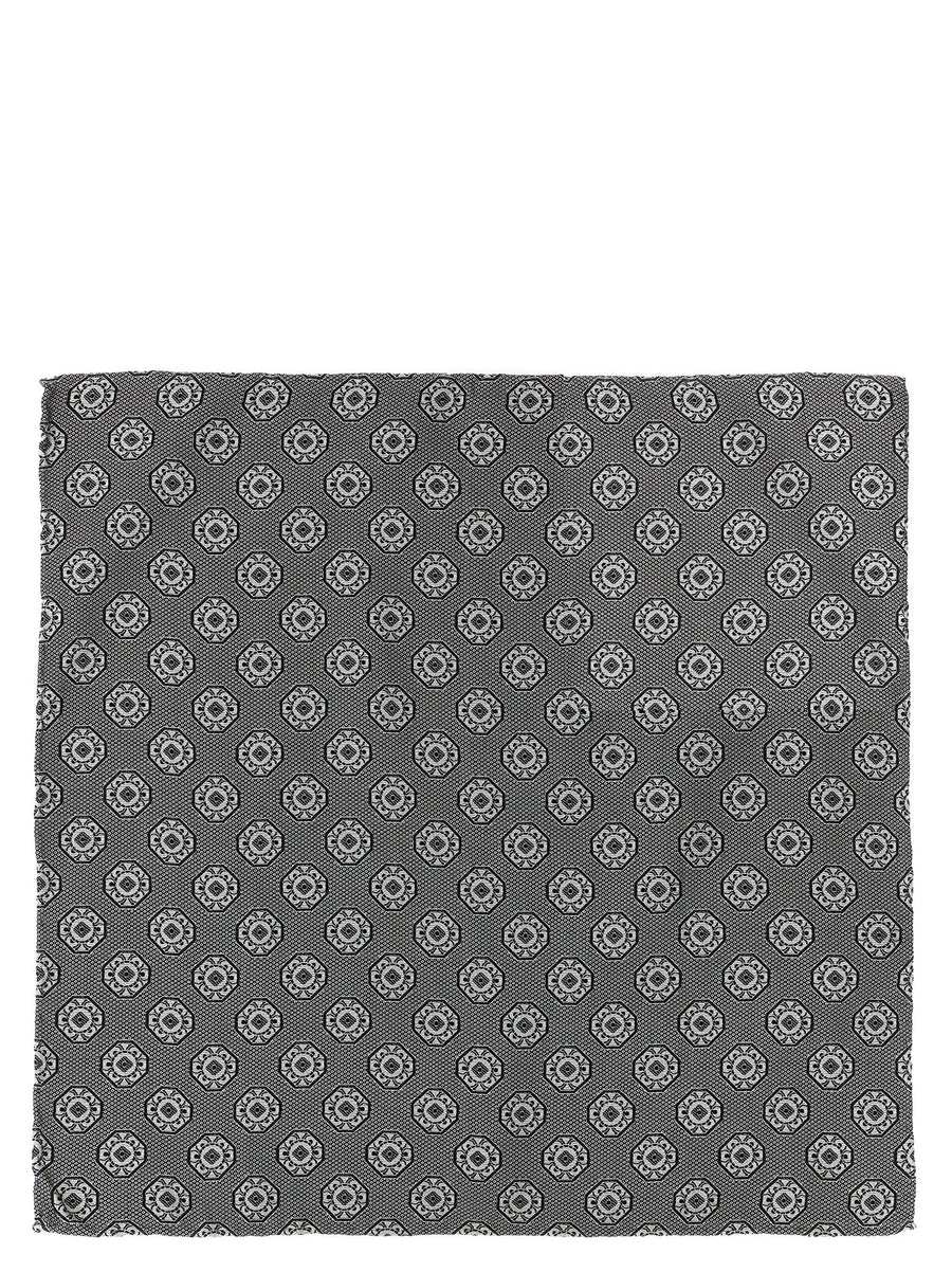 Brunello Cucinelli Silk Clutch Bag In Anthracite Gray With Geometric Medallion