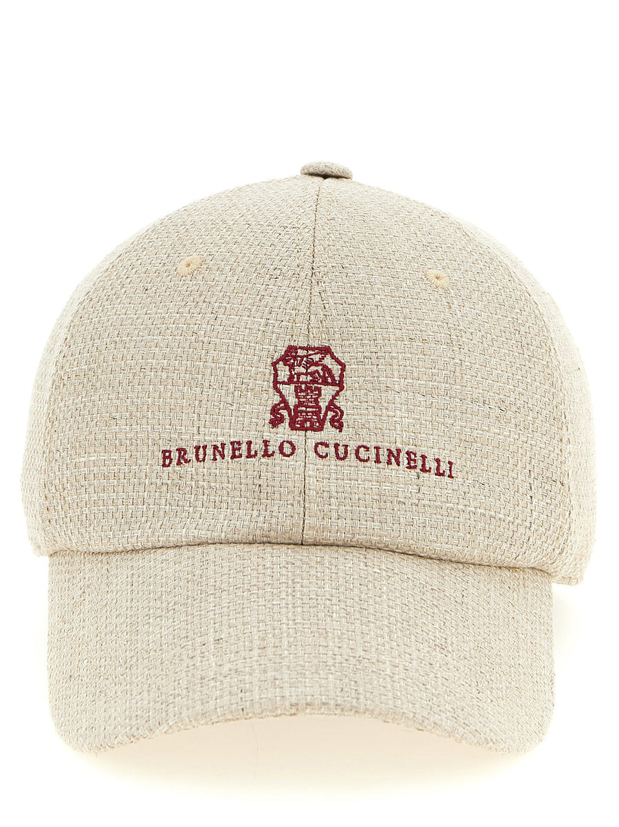 Brunello Cucinelli Baseball Hat For Men Premium Silk Wool Linen Blend Beige Timeless Craft Logo Embroidery