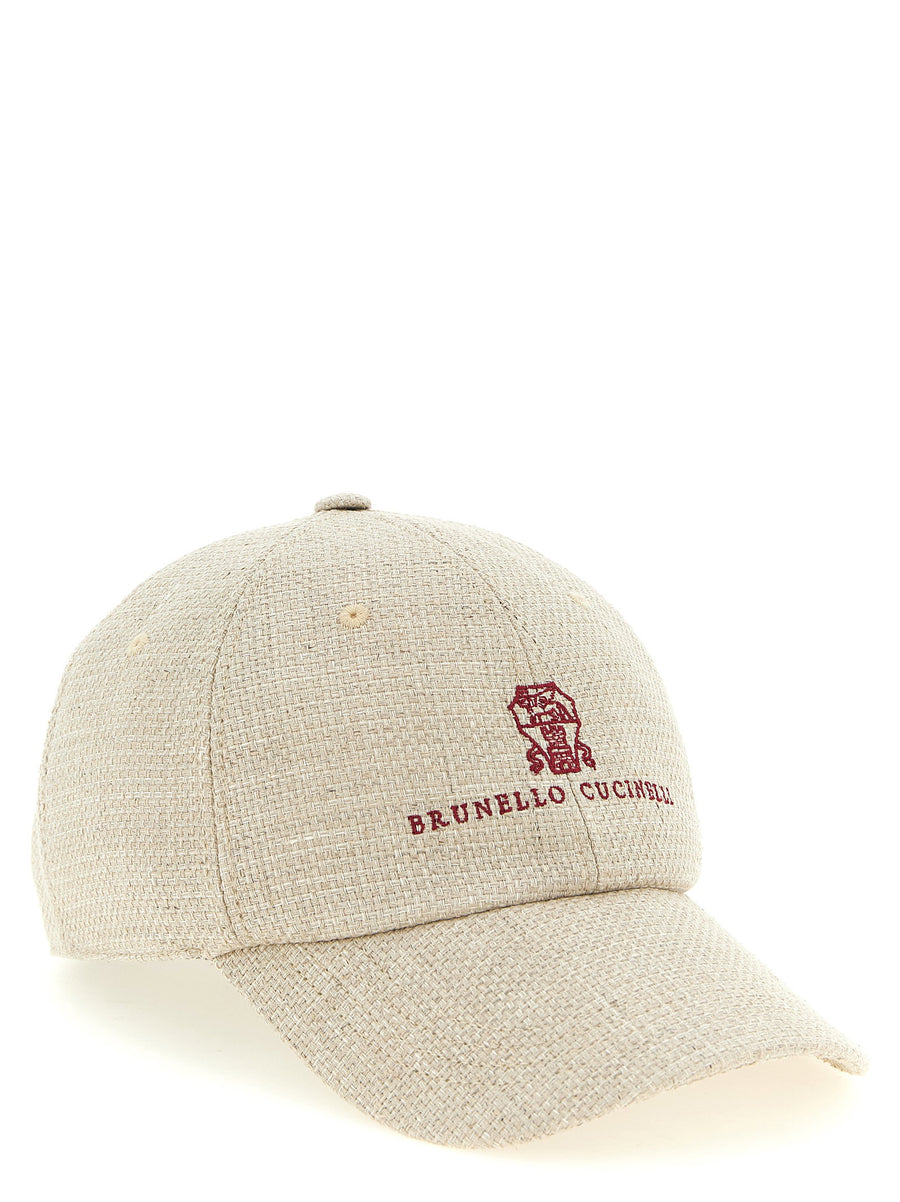 Brunello Cucinelli Baseball Hat For Men Premium Silk Wool Linen Blend Beige Timeless Craft Logo Embroidery