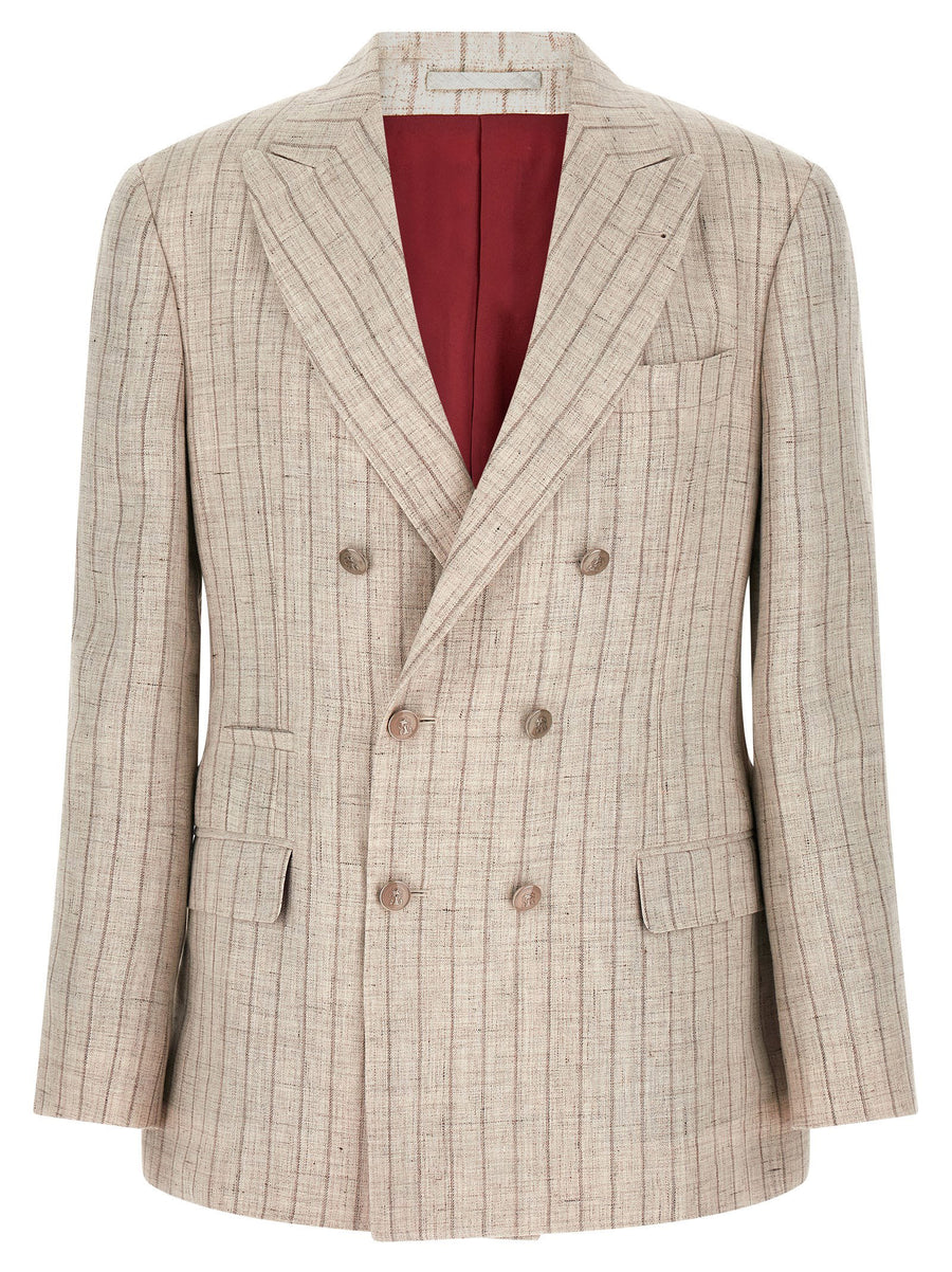 Brunello Cucinelli Pinstripe Linen Blazer For Women Breathable Luxury Tailoring Elite Office Wear
