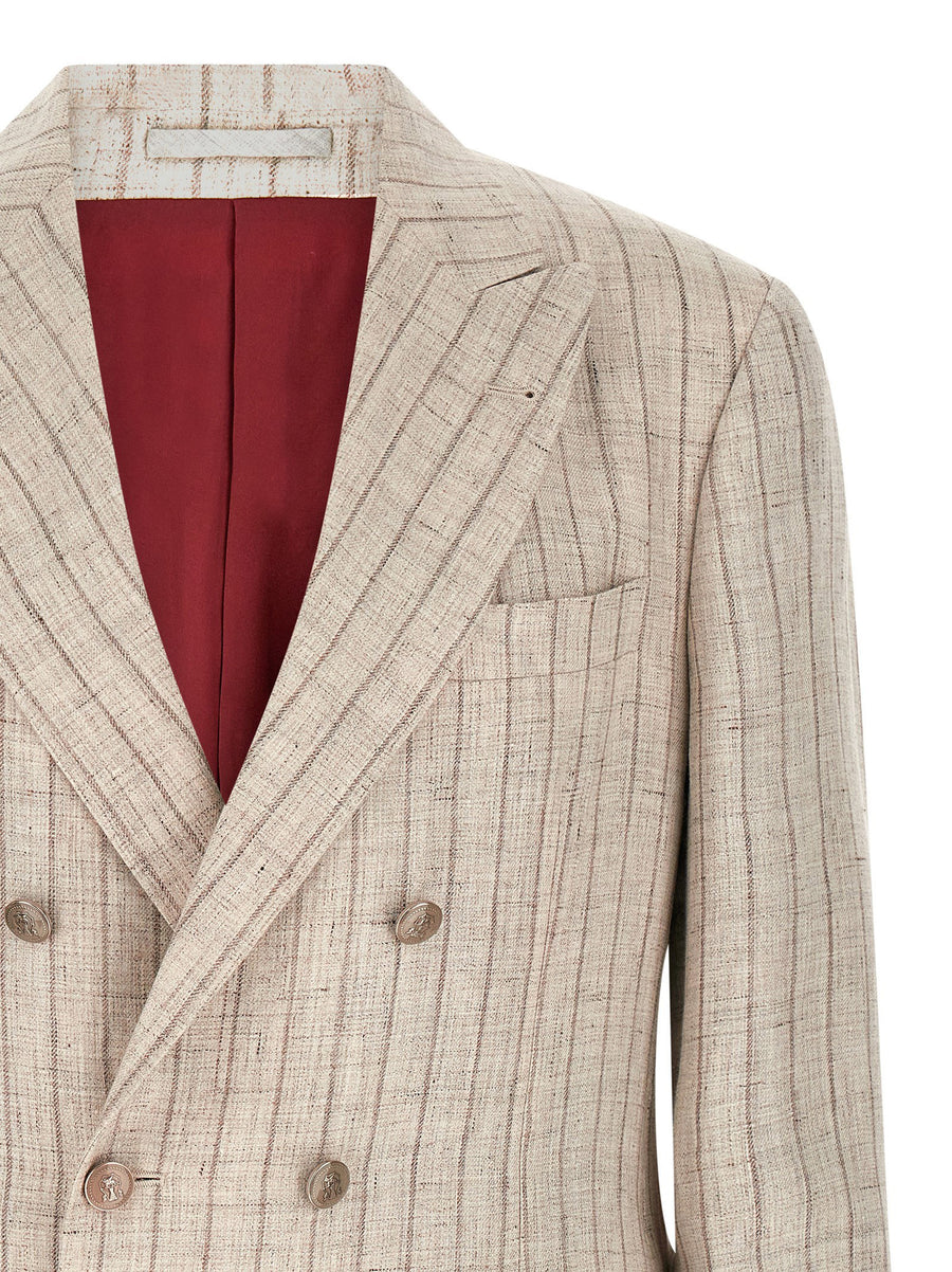 Brunello Cucinelli Pinstripe Linen Blazer For Women Breathable Luxury Tailoring Elite Office Wear