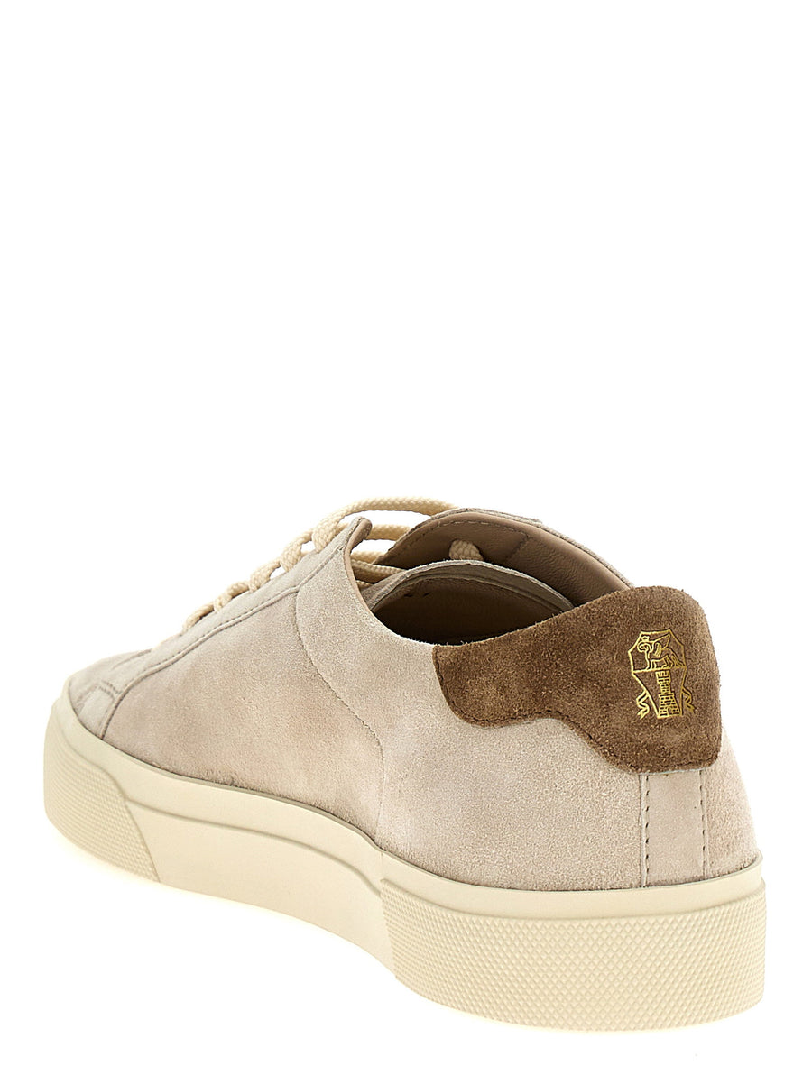 Brunello Cucinelli Beige Suede Sneakers For Men Premium Calfskin Leather Lining Luxury