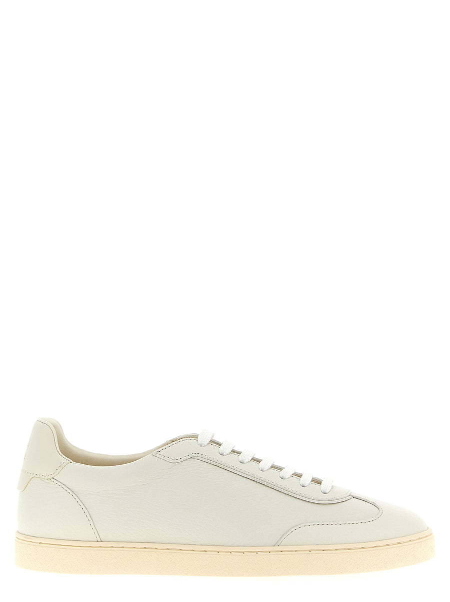Premium Brunello Cucinelli Deer Leather Sneakers For Men With Lightweight Rubber Sole And Embossed Logo