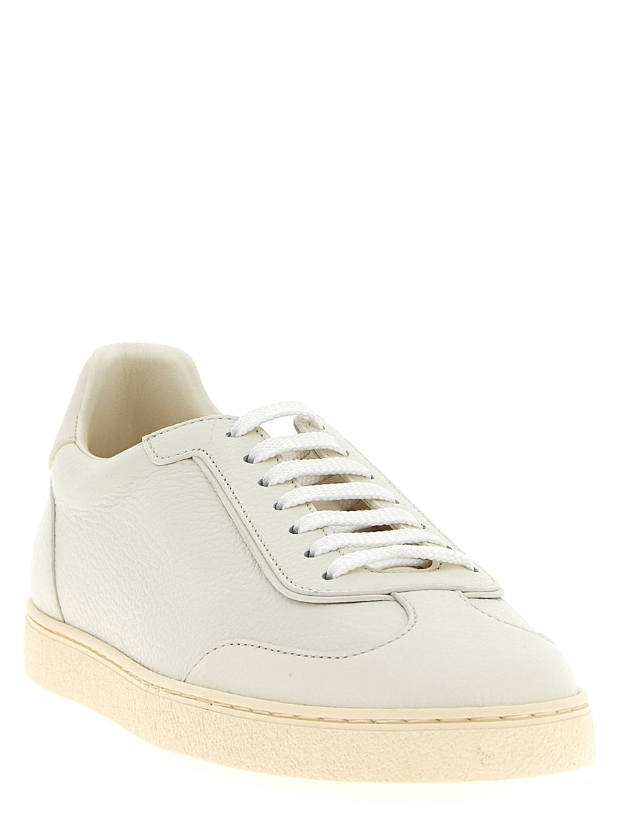 Premium Brunello Cucinelli Deer Leather Sneakers For Men With Lightweight Rubber Sole And Embossed Logo