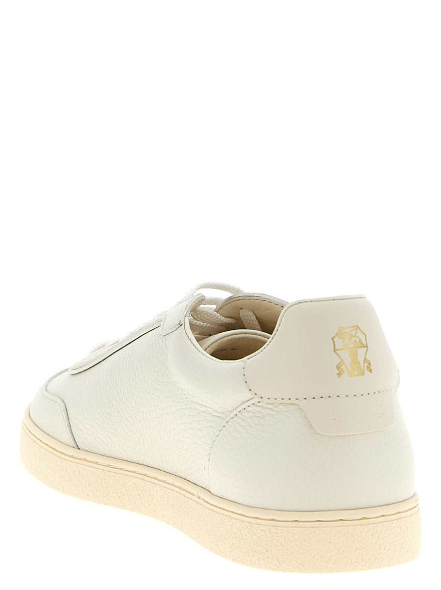 Premium Brunello Cucinelli Deer Leather Sneakers For Men With Lightweight Rubber Sole And Embossed Logo