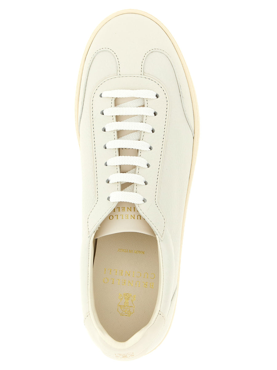 Premium Brunello Cucinelli Deer Leather Sneakers For Men With Lightweight Rubber Sole And Embossed Logo