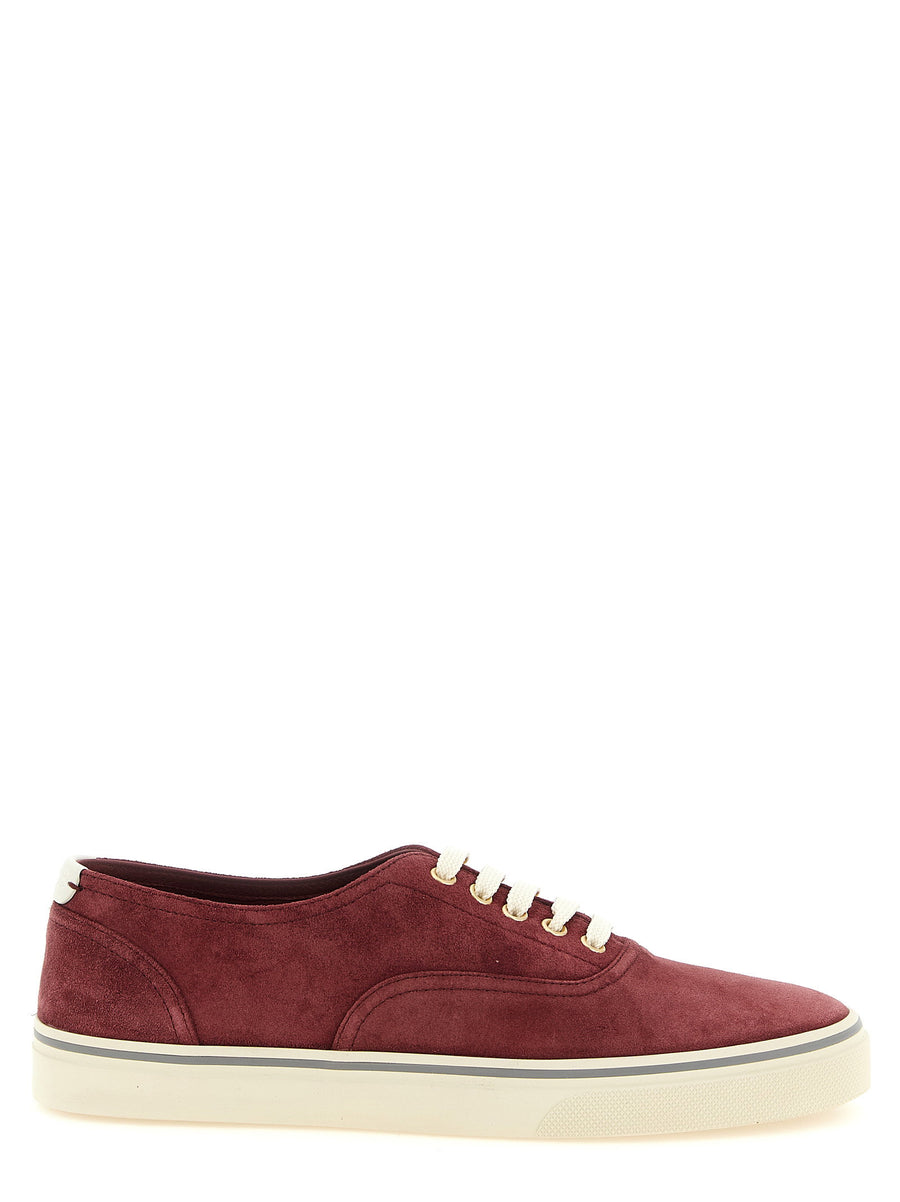 Brunello Cucinelli Bordeaux Suede Effect Calfskin Leather Sneakers For Men