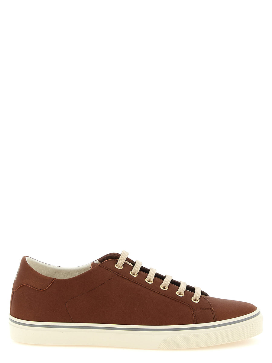 Brunello Cucinelli Brown Leather Sneakers For Men Spring 2026
