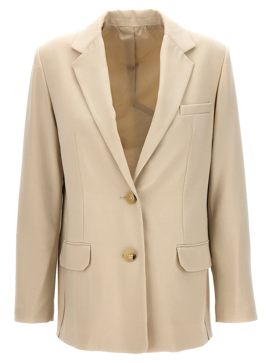 Helmut Lang Logo Band Wool Blend Blazer For Women Tailored Polished Workwear Essential