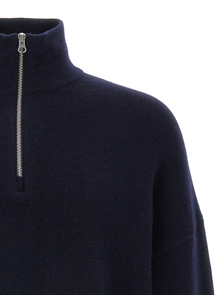 Extreme Cashmere Sweater Blue For Men Half Zip Luxurious Cashmere Blend Warmth And Style