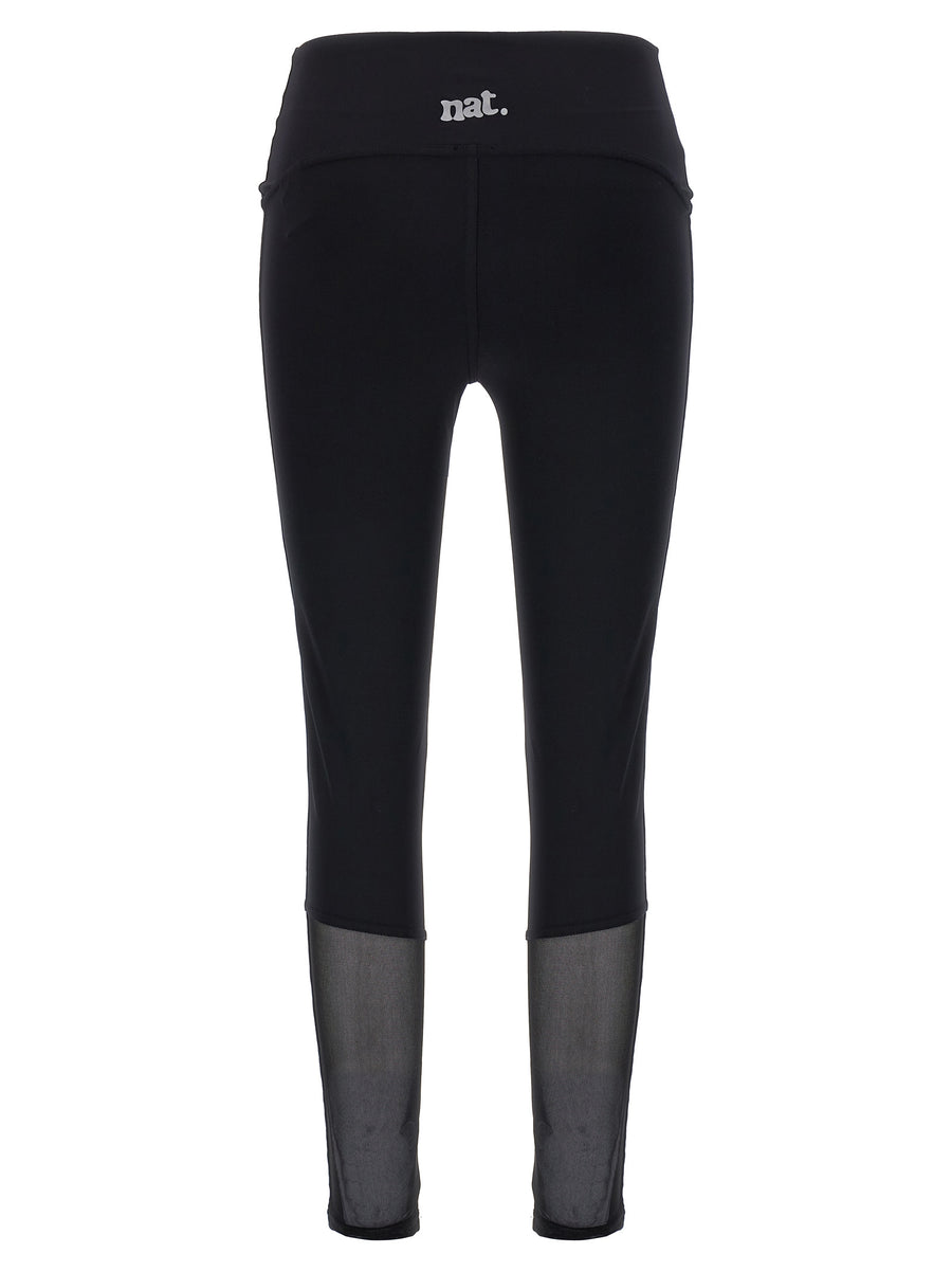 Not After Ten Tulle Insert Leggings For Women Lux Stretch Base With Delicate Inset Details